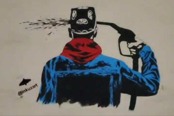 Toshkentda benzin narxi oshishiga bag‘ishlangan strit-art o‘chirib tashlandi