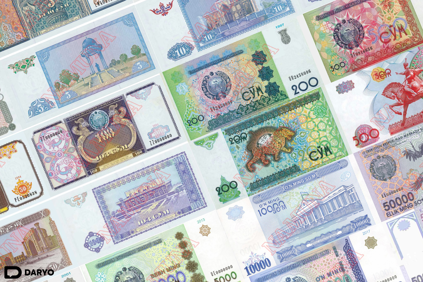 Bir so‘mdan yuz ming so‘mgacha. O‘zbekistonning barcha qog‘oz pullari