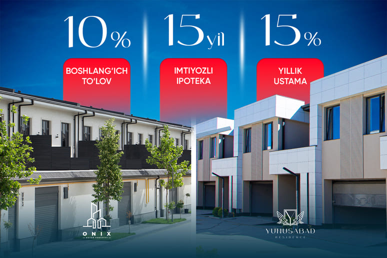 <p><b>Atigi 10% boshlang‘ich to‘lov va yillik 15 foiz stavka bilan ipoteka</b></p>