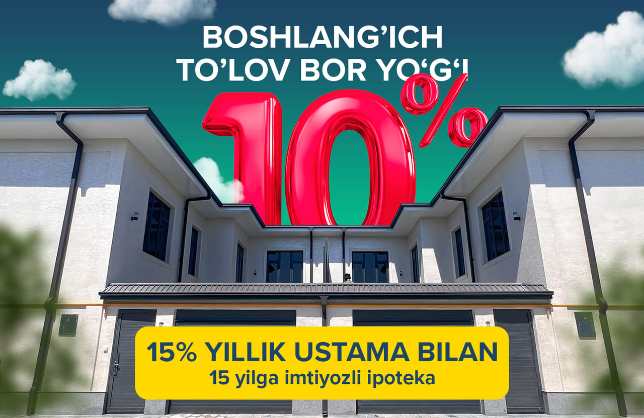 <p><b>Dekabr oyi oxirigacha ulgurib qoling! </b><b>Onix</b><b> kottejlarini 10% boshlang‘ich to‘lov bilan imtiyozli ipoteka xizmati asosida taqdim etamiz</b></p>
