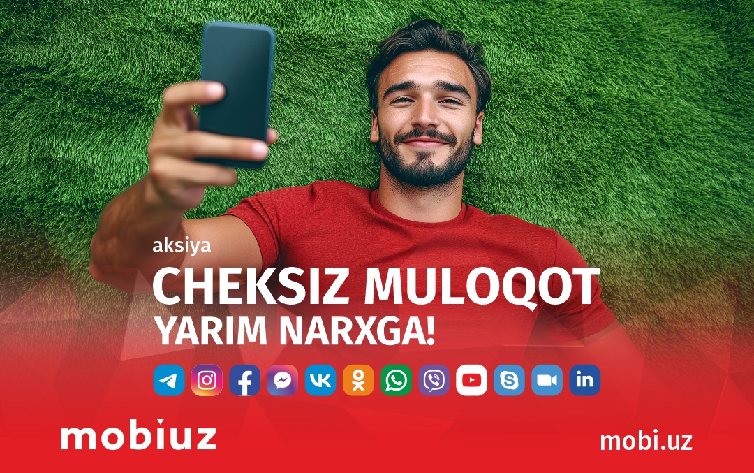 <p><b>Mobiuz &ldquo;Cheksiz muloqot yarim narxda&rdquo; aksiyasini taqdim etmoqda</b></p>