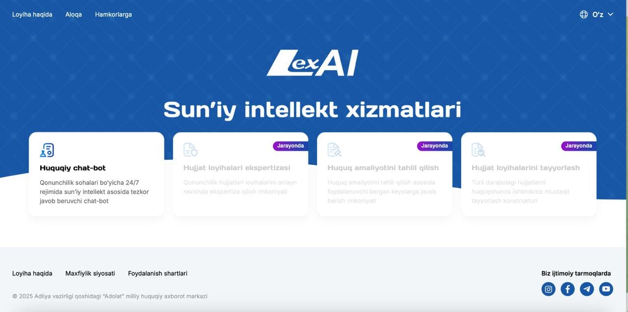 <p><b><strong>LexAI huquqiy chat-boti yaratildi</strong></b></p>