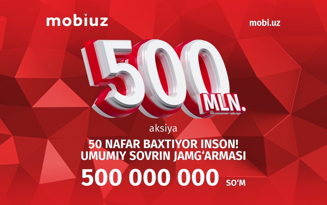 <p><b><strong>Mobiuz kompaniyasiga ulanib, 50 ta pul sovrinlaridan birini yutib olishingiz mumkin</strong></b></p>