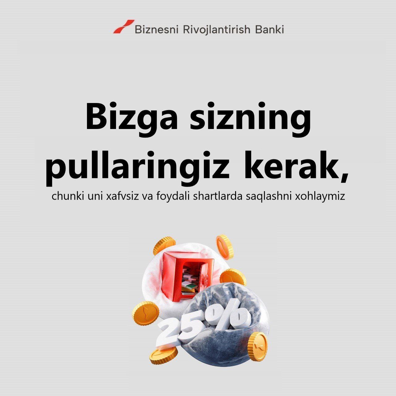 <p><b><strong>&ldquo;Biznesni rivojlantirish banki&rdquo; omonatlari: ishonchli va qulay</strong></b></p>