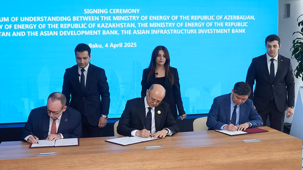 <p>Uzbekistan, Kazakhstan, Azerbaijan, ADB, and AIIB partner on feasibility study for Caspian Green Energy Corridor<b>&nbsp;</b></p>