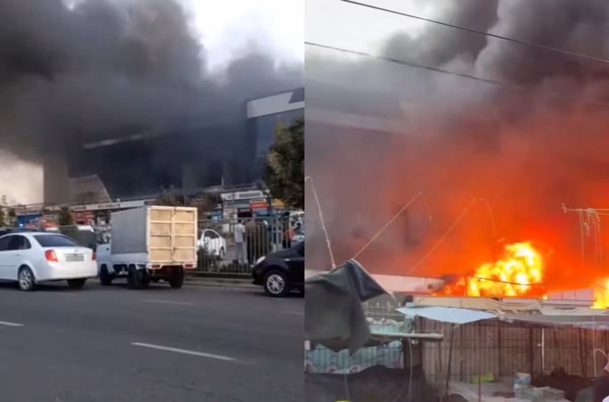 В трехэтажном торговом комплексе в Сурхандарье произошел крупный пожар (видео)