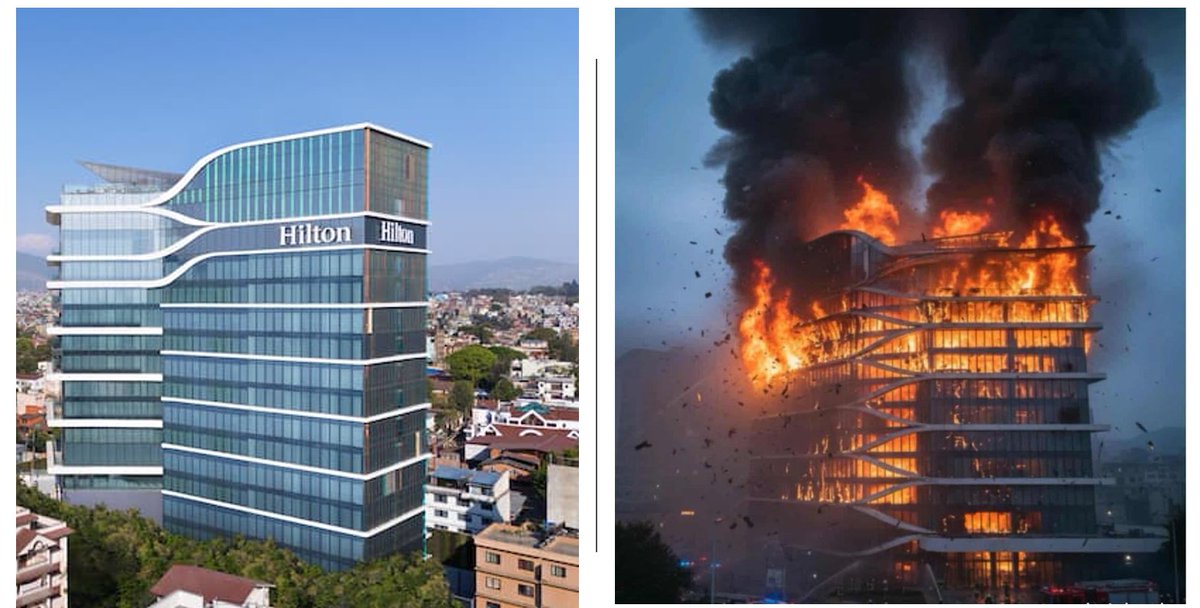 Nepalda namoyishchilar Hilton mehmonxonasini yoqib yubordi (video)