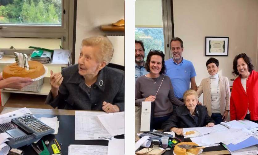 105 yoshli italiyalik ayol tug‘ilgan kunini ishxonasida nishonladi (video)