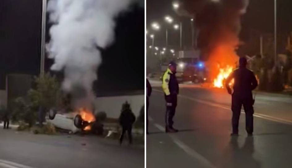 Surxondaryoda mashina agʻdarilib, yonib ketdi