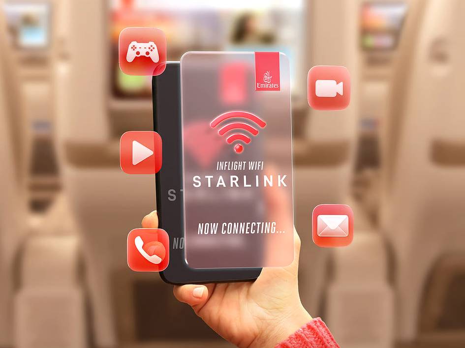 Emirates samolyotlari Starlink interneti bilan jihozlanadi