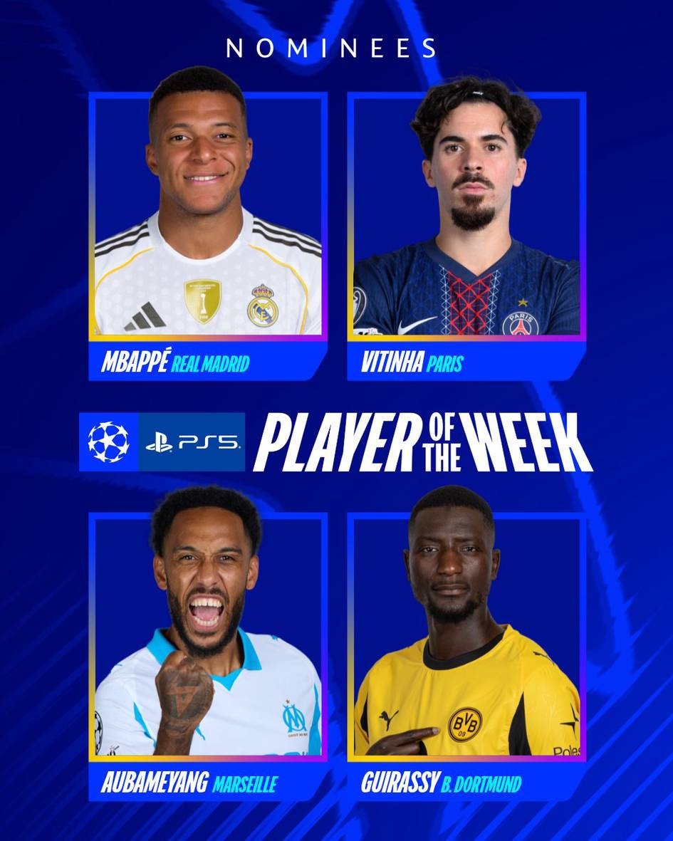 УЕФА ҳафтанинг энг яхши футболчиси бўлиш учун номзодларни эълон қилди