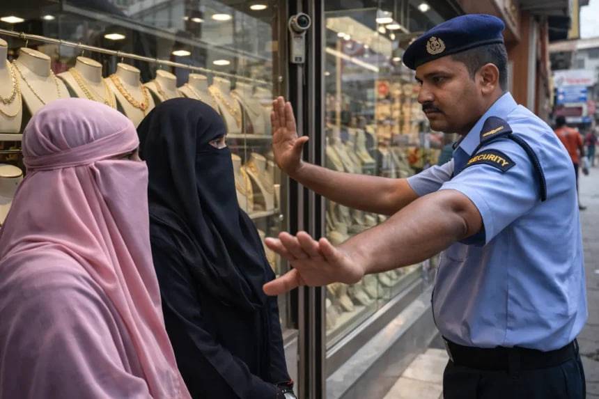 Ҳиндистон штатларидан бирида ниқобли аёлларга заргарлик дўконларига кириш тақиқланди