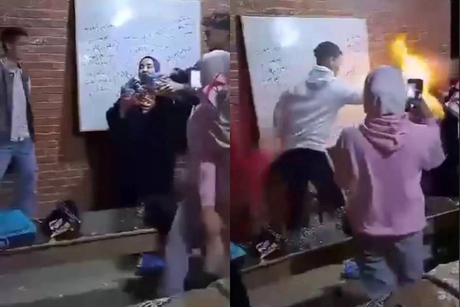 Misrda o‘quvchilar o‘qituvchi ayolni yoqib yubordi (video)